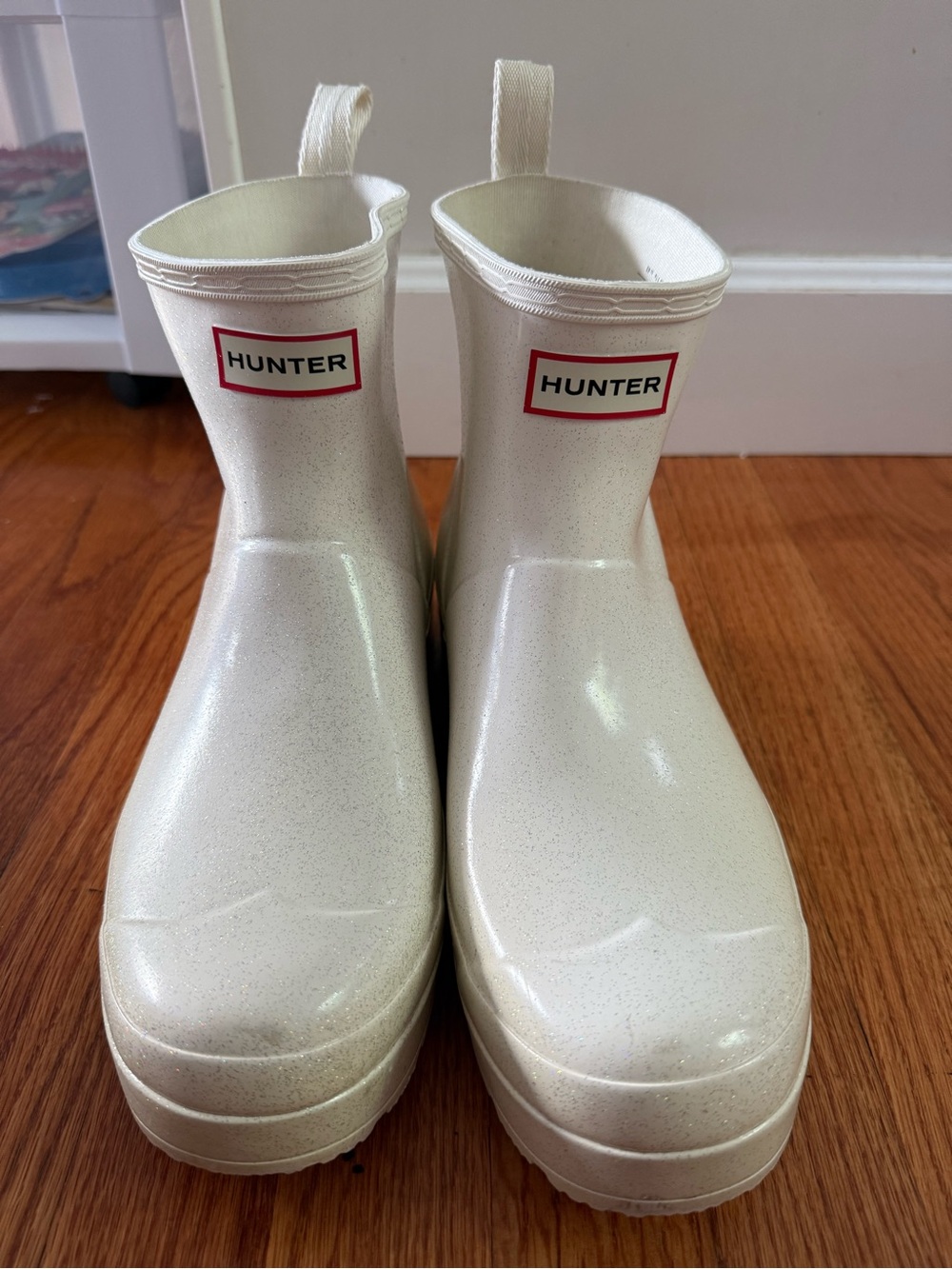 Hunter Women's Play Short Sparkle Starcloud Rain Boots Platform wedge size 11